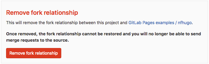 Remove fork relationship